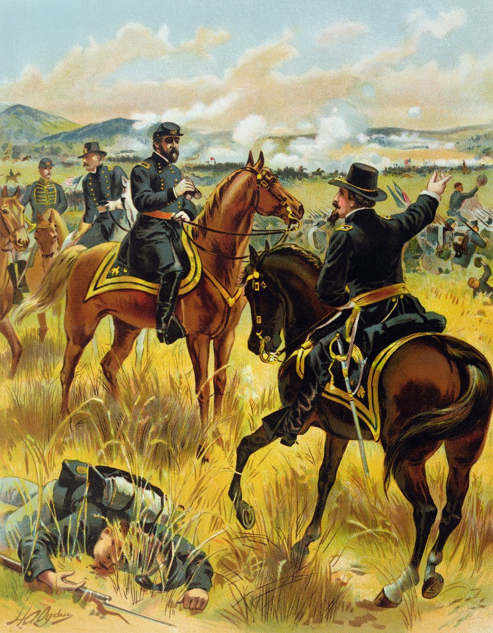 George Meade vezérőrnagy a gettysburgi csatában 1863. július 2-án, 1900. alkotó: Henry Alexander Ogden
