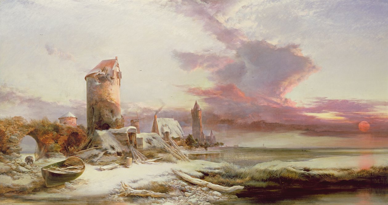 Téli naplemente a norfolki parton alkotó: Henry Bright