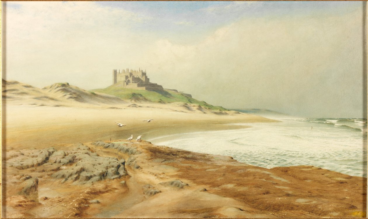Bamburgh kastély (ceruza és akvarell papíron (kártyán)) alkotó: Henry Burdon Richardson