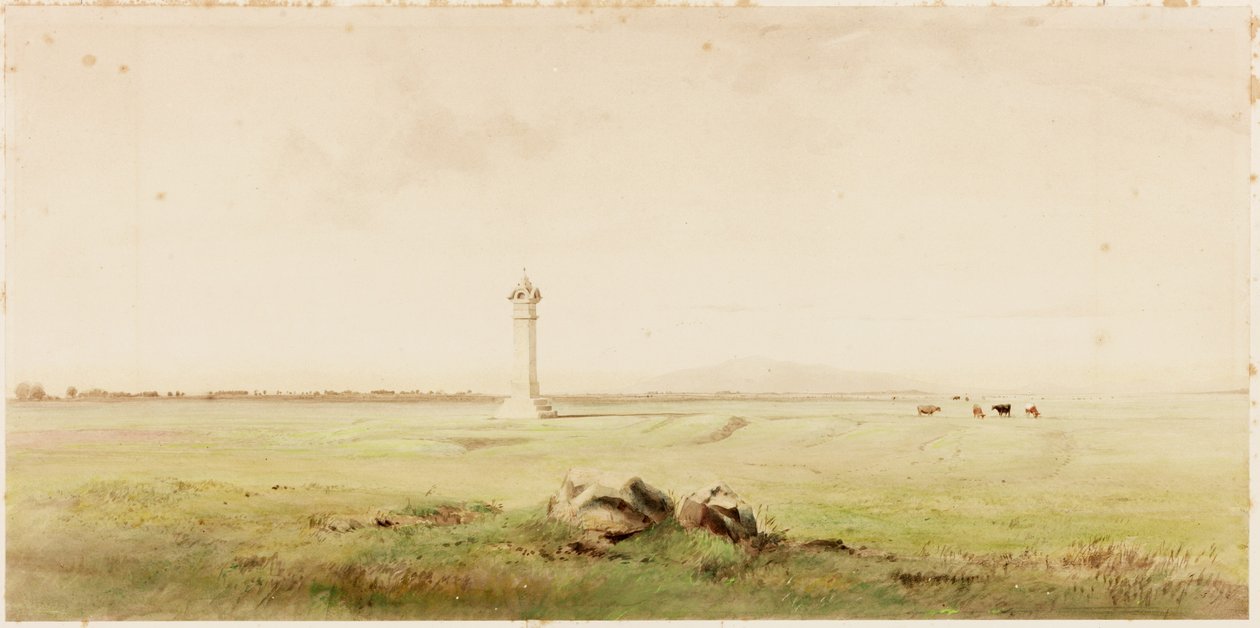 Burgh Marsh (ceruza és akvarell, papír (kártyára ragasztva)) alkotó: Henry Burdon Richardson