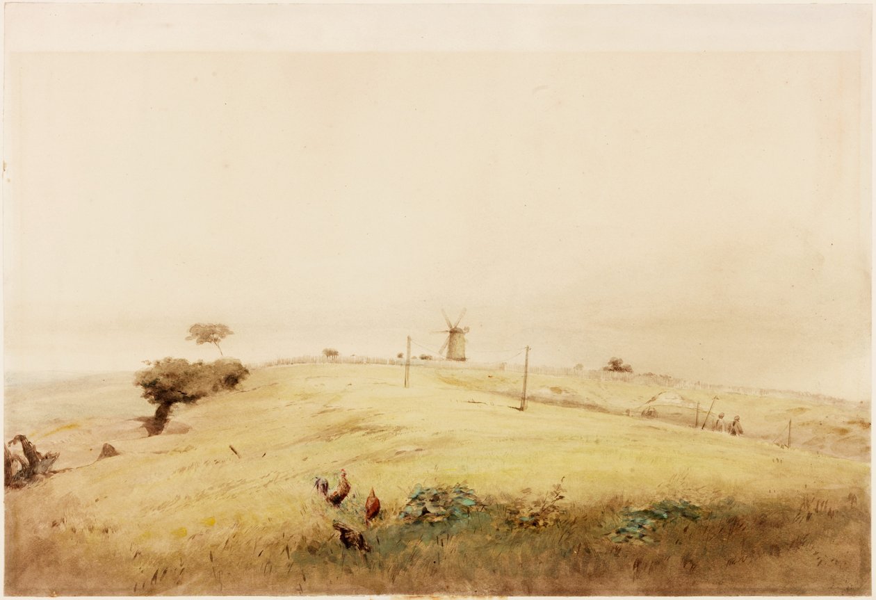 A Vallum egyik Aggers of the Vallum, a Westgate Road tetején, Newcastle, ahogy 1848-ban kinézett (ceruza és akvarell, papír (kártyára ragasztva)) alkotó: Henry Burdon Richardson