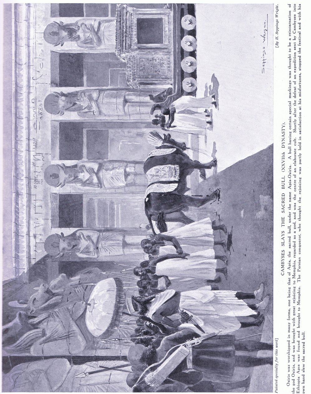 Cambyses megöli a szent bikát (XXVII. dinasztia), 1920 körül alkotó: Henry Charles Seppings Wright