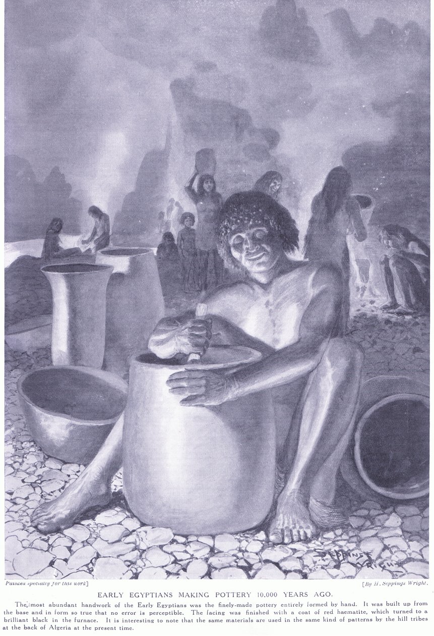 A korai egyiptomi kerámiagyártás 10 000 évvel ezelőtt, 1920 körül alkotó: Henry Charles Seppings Wright