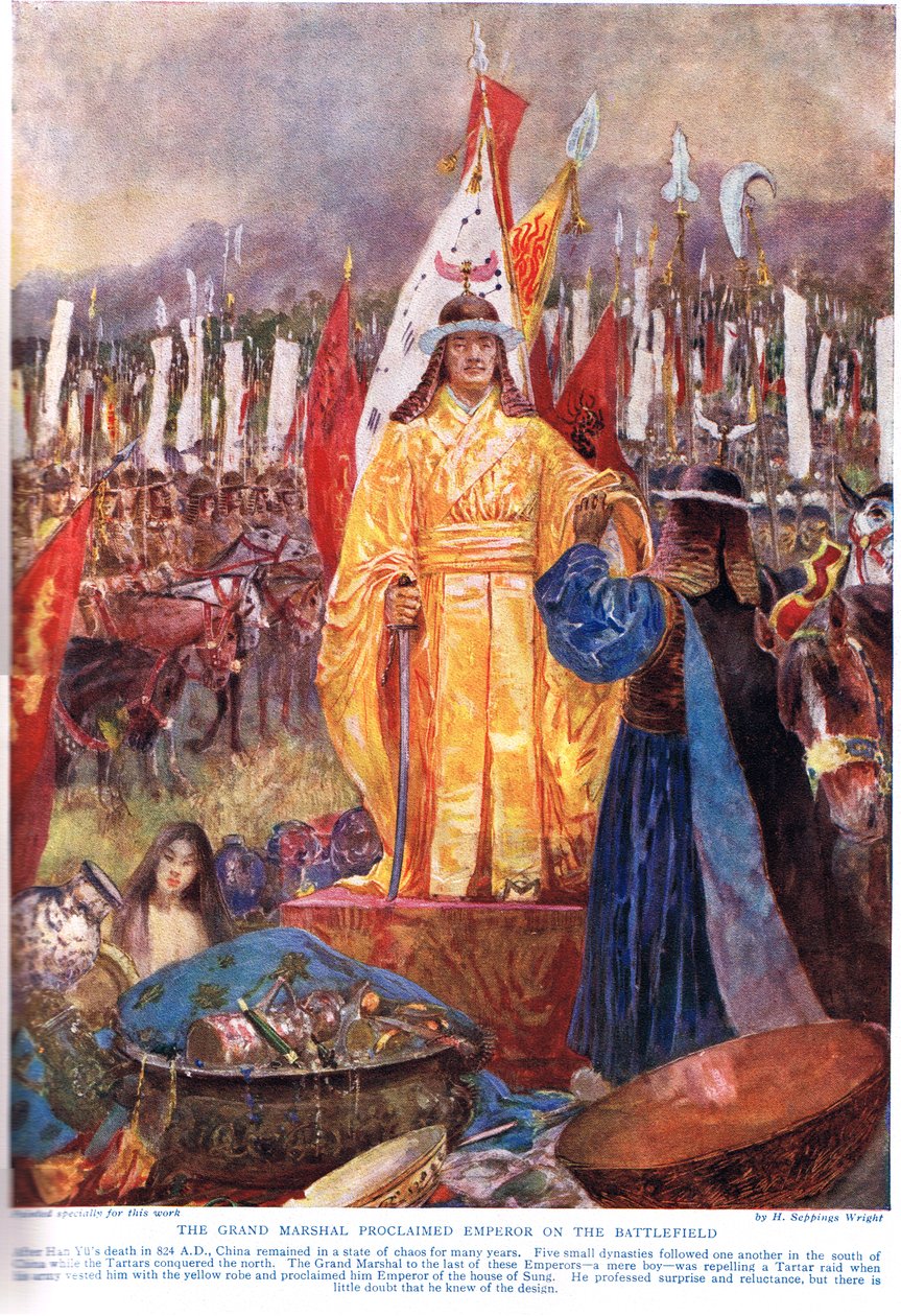 A nagy marsall császárrá kikiáltott a csatatéren, illusztráció a „Hutchinsons History of the Nations” című művéből, 1920 körül alkotó: Henry Charles Seppings Wright