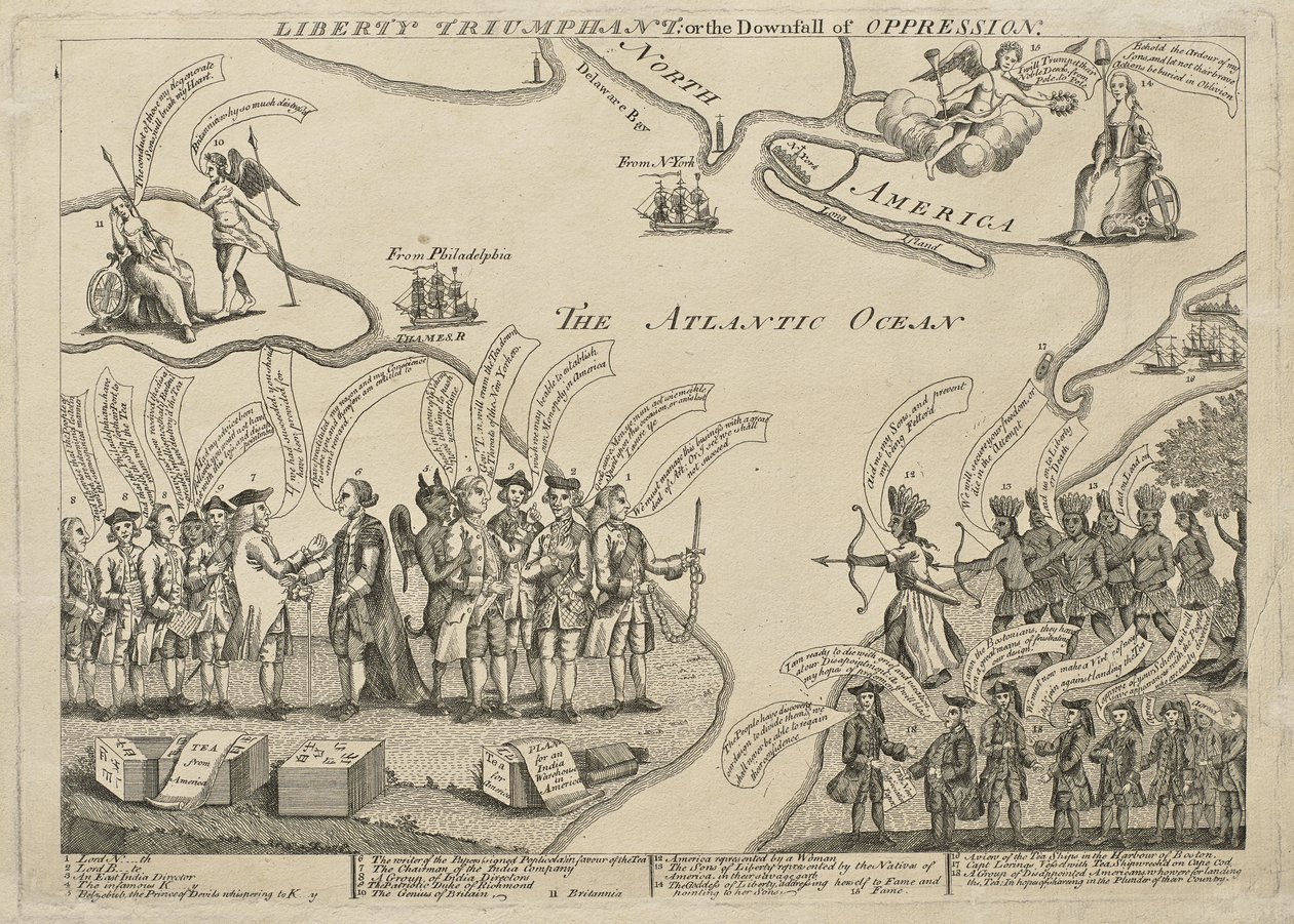 A Liberty Triumphant (vagy Az elnyomás bukása), c. 1779. december 27. - 1774. április előtt (metszet (színezetlen) és rézkarc fektetett papírra) alkotó: Henry Dawkins