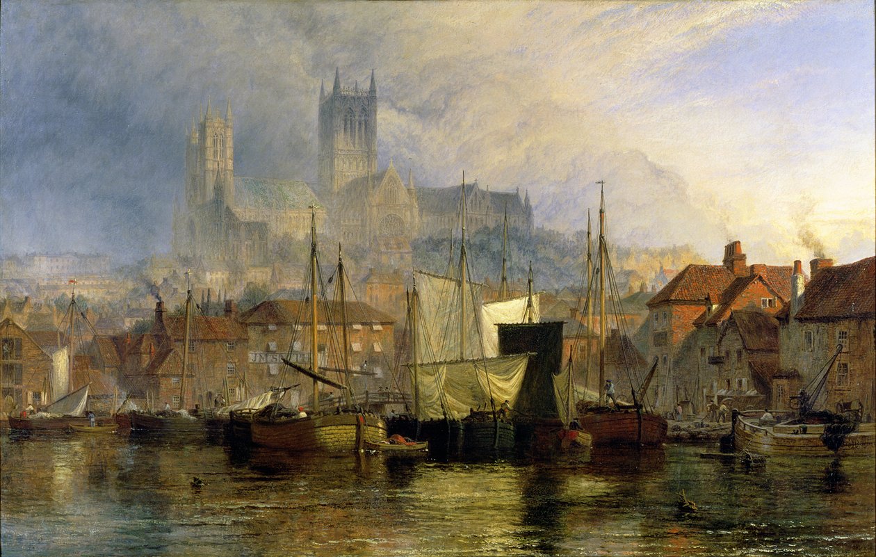 A Lincoln-székesegyház a Brayford-medencéből alkotó: Henry Dawson