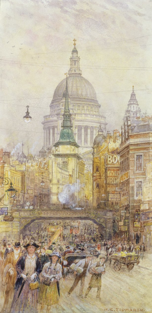 Kilátás a Fleet Streetre, 1920 körül alkotó: Henry Edward Tidmarsh