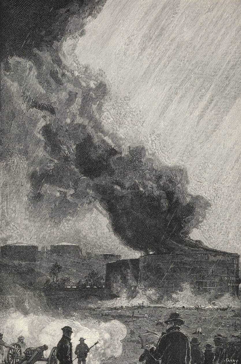 Egy égő olajtartály, űrtartalom 3500 hordó, a „The Century Illustrated Monthly Magazine”-tól, 1883. májustól októberig alkotó: Henry Francois Farny