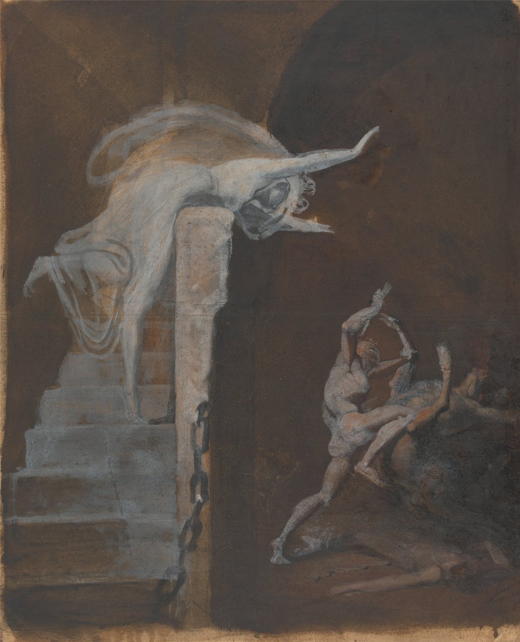 Ariadné Tézus küzdelmét nézi a Minotaurussal alkotó: Johann Heinrich Füssli