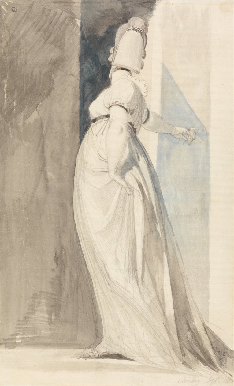 Hátulnézet egy álló nősténytől, akit Mrs. Fuseli -nek hívnak alkotó: Johann Heinrich Füssli