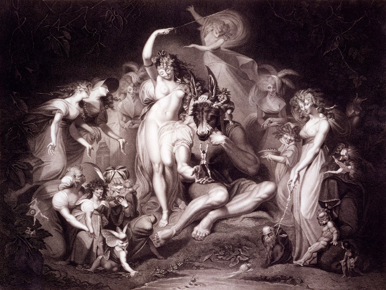 Titánia, Bottom and the Fairies, 4. felvonás, Szentivánéji álom 1. jelenete, John und Josiah Boydell Shakespeare-jéből, 1803-2005 alkotó: Johann Heinrich Füssli