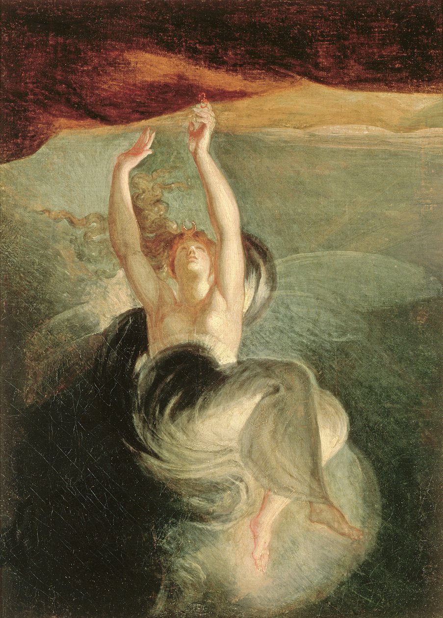 Titania megtalálja a varázsgyűrűt a parton, Christoph Martin Wieland (1733-1813) Oberon című művéből (1804-05) alkotó: Johann Heinrich Füssli
