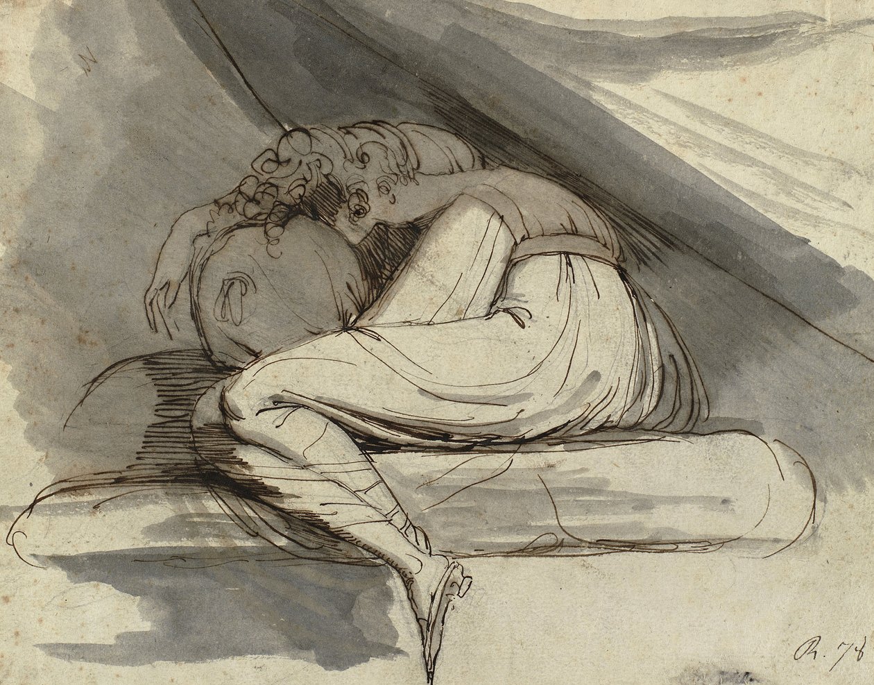 Ülő nő, összegömbölyödve alkotó: Johann Heinrich Füssli