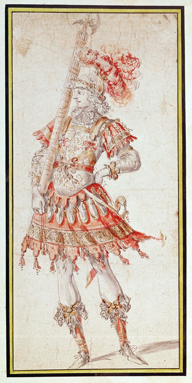 Jelmezterv a Carouselhez, 1662 körül (toll, tinta és WC papíron) alkotó: Henry Gissey