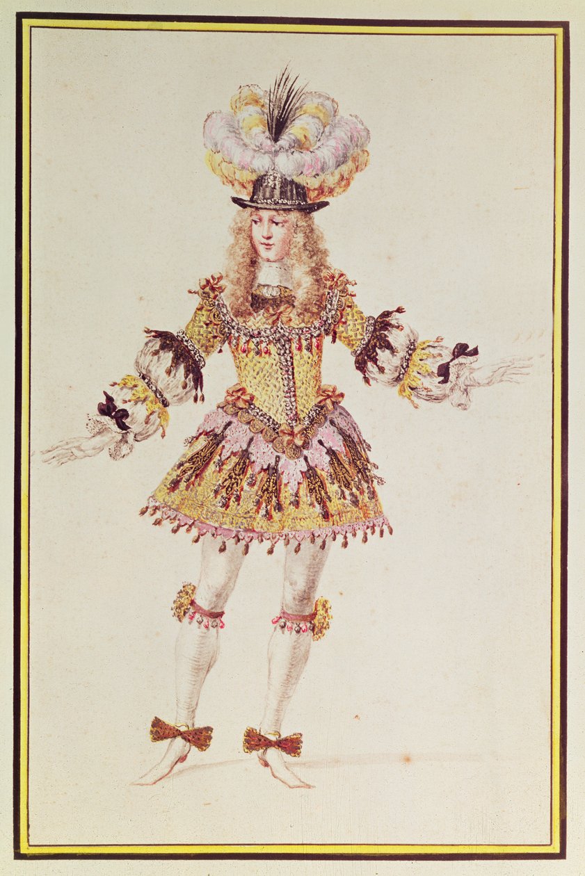 Férfi táncos jelmezterve, 1660 körül (toll, tinta, wc és arany, papír) alkotó: Henry Gissey