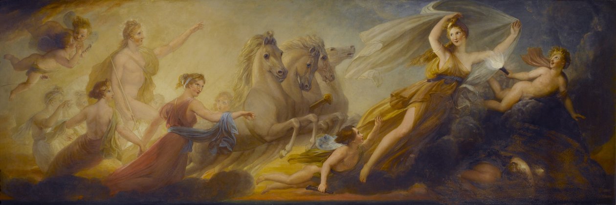 "Phoebus a kocsijában, Előttük Aurora és a Hajnalcsillag vezette az Órák - Jocund futni, Hosszúsága thro