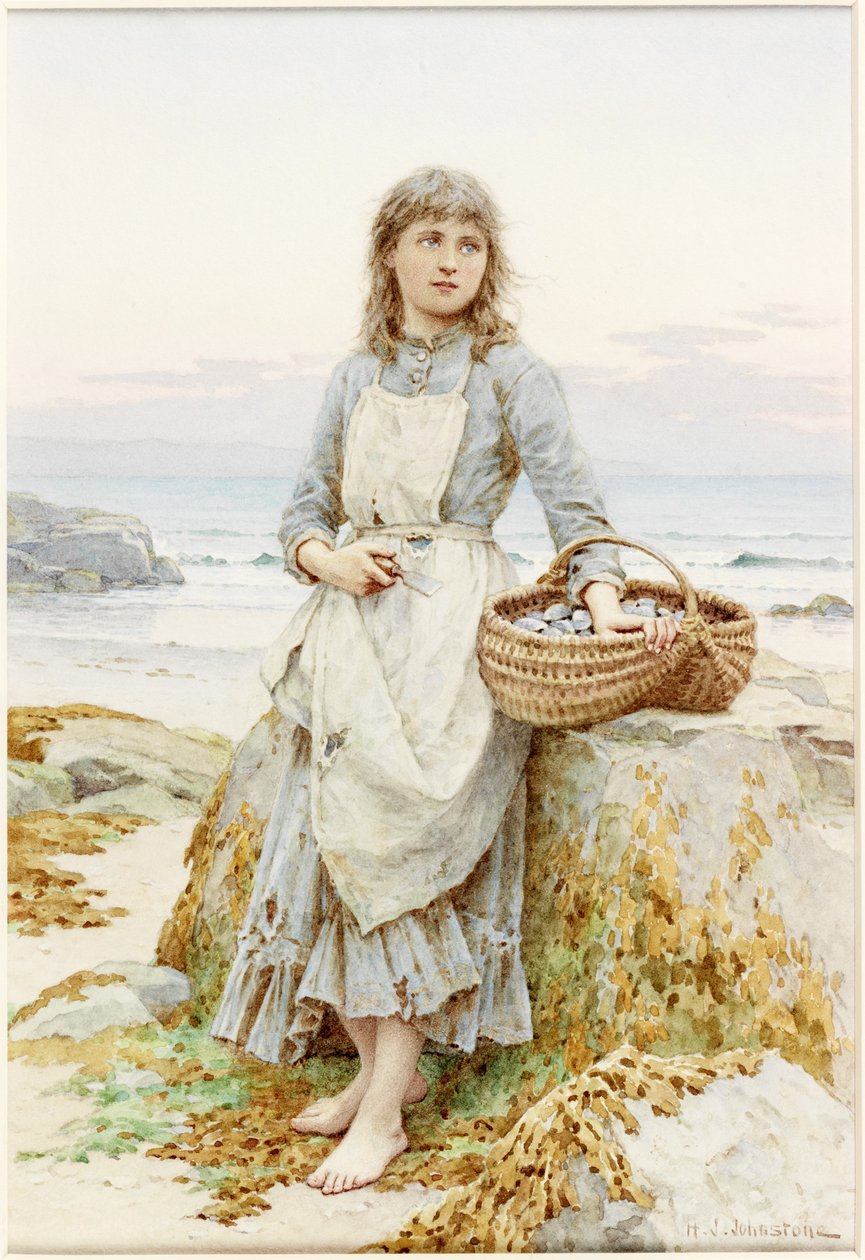 A kagylógyűjtő (akvarell, papír) alkotó: Henry James Johnstone