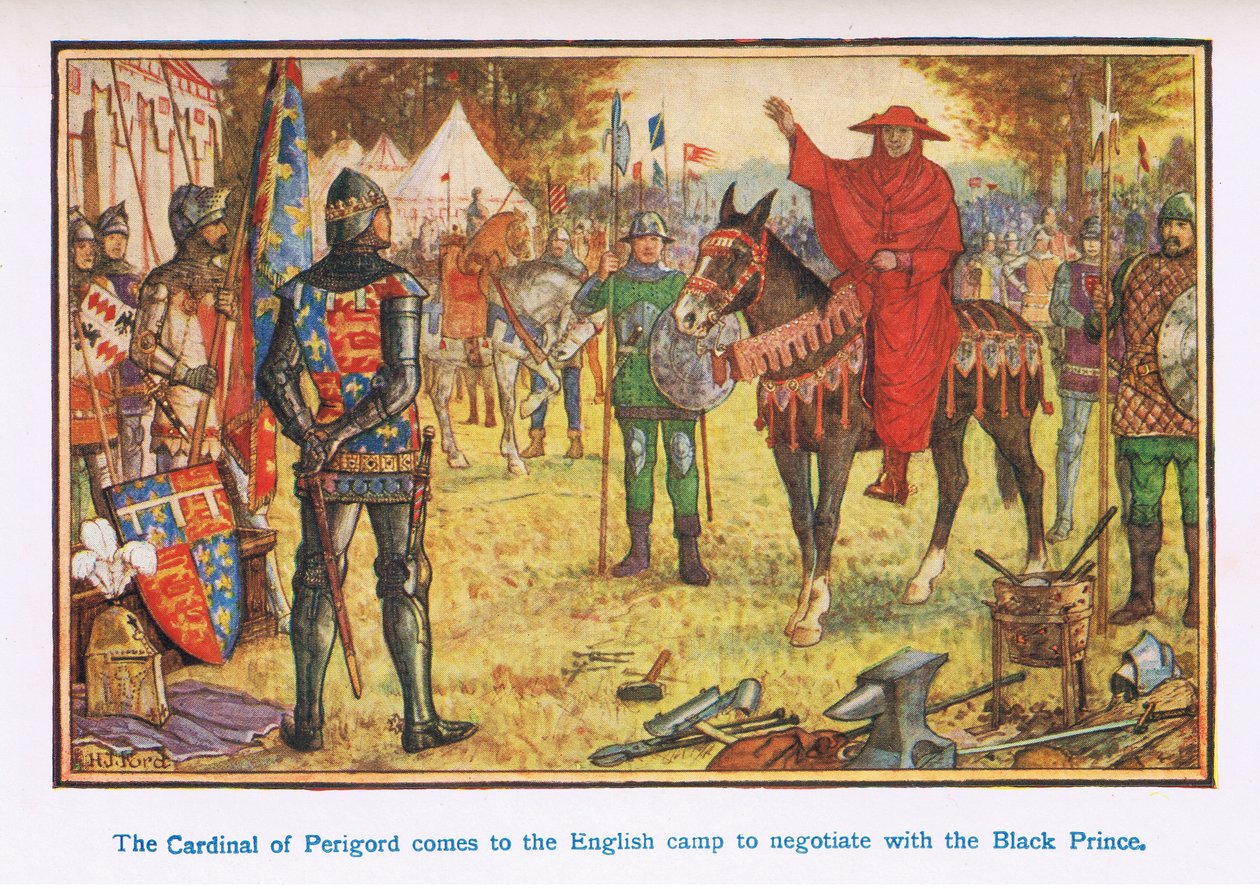 Perigard bíborosa eljön az angol táborba, hogy tárgyaljon a Fekete Herceggel alkotó: Henry Justice Ford
