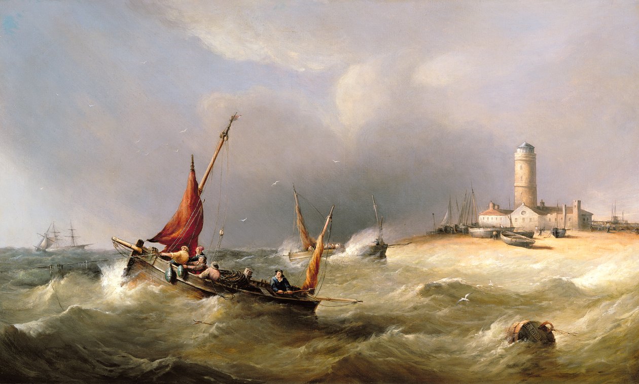Horgászcsónakok szélviharban a Dungeness Spitnél alkotó: Henry King Taylor