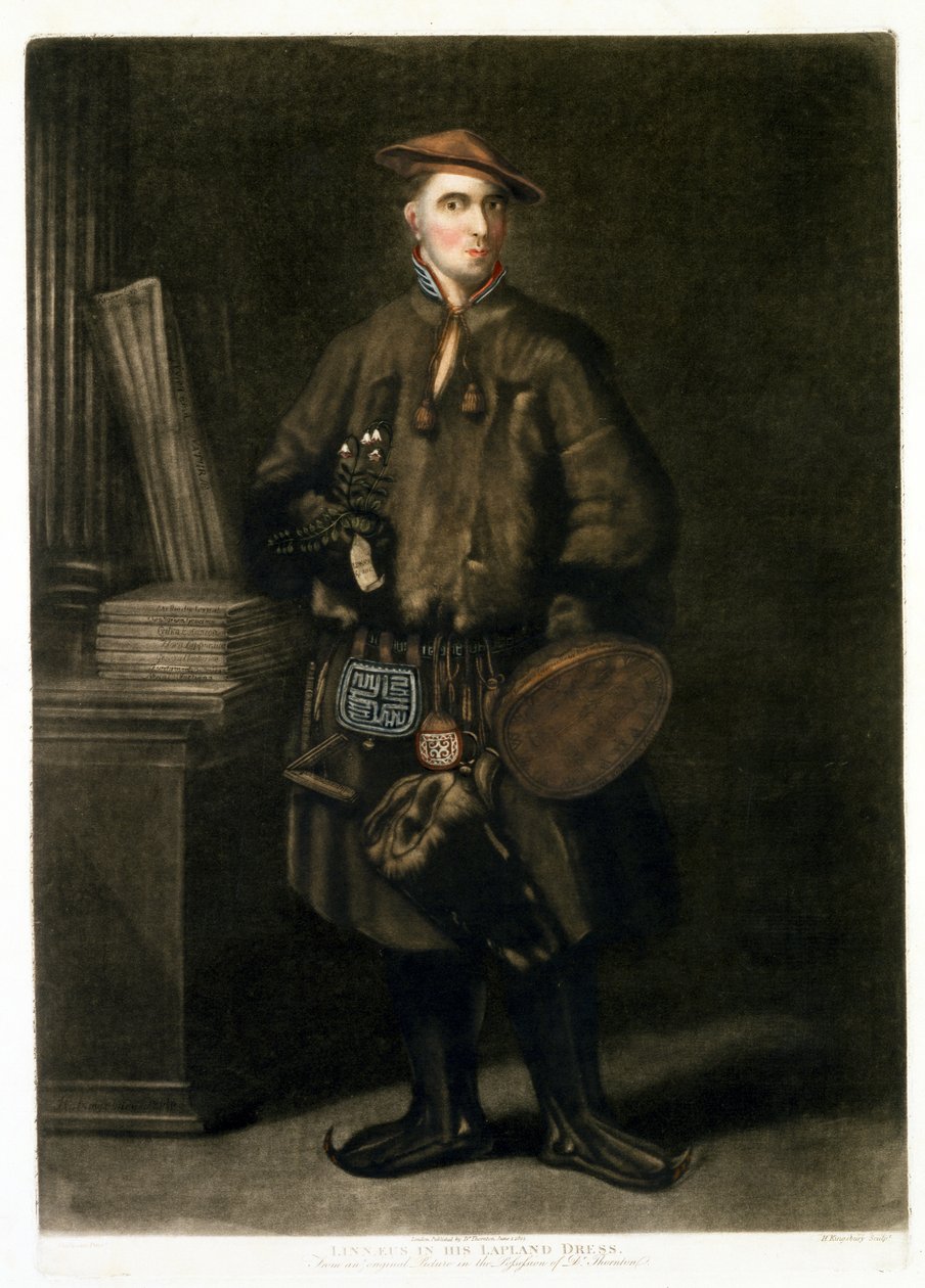 Carolus Linnaeus, lappföldi ruhában, pub. 1805 alkotó: Henry Kingsbury