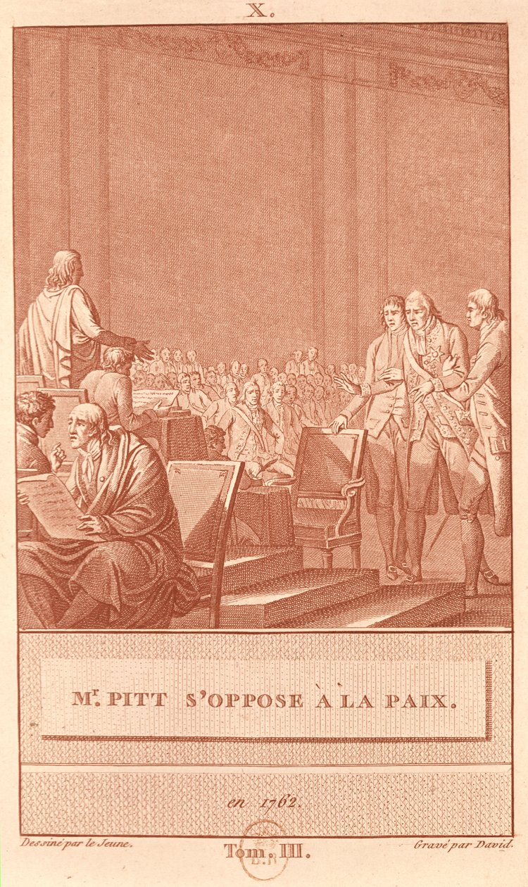 Idősebb William Pitt (1708-78) Ellenzi az 1762-es békét, David által metszett alkotó: Henry Le Jeune