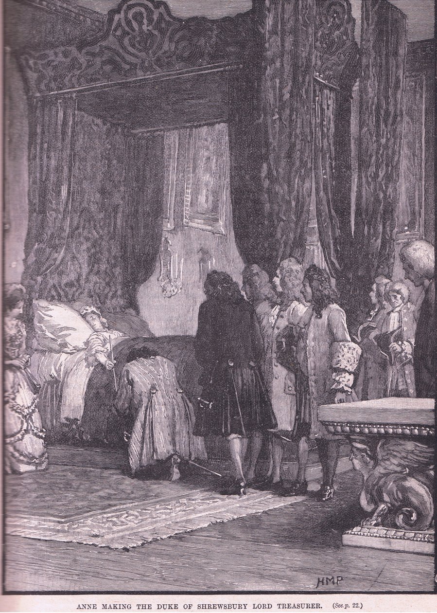Anne Shrewsbury hercegét kincstárnokká teszi Kr. u. 1714-ben alkotó: Henry Marriott Paget