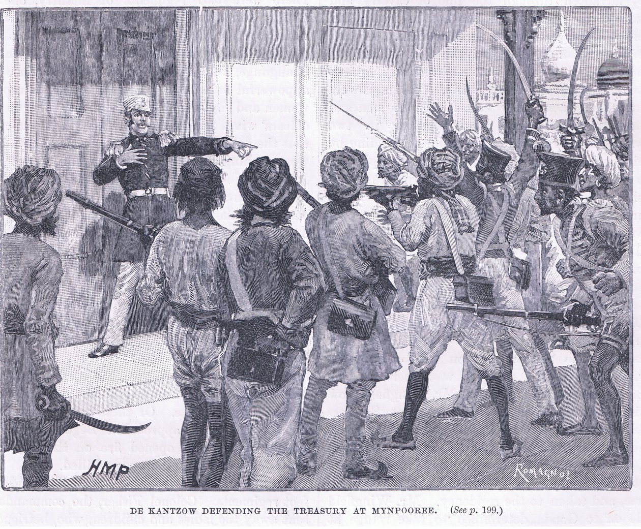 De Kantzow védi a kincstárat Mynpooree-ban 1857-ben alkotó: Henry Marriott Paget