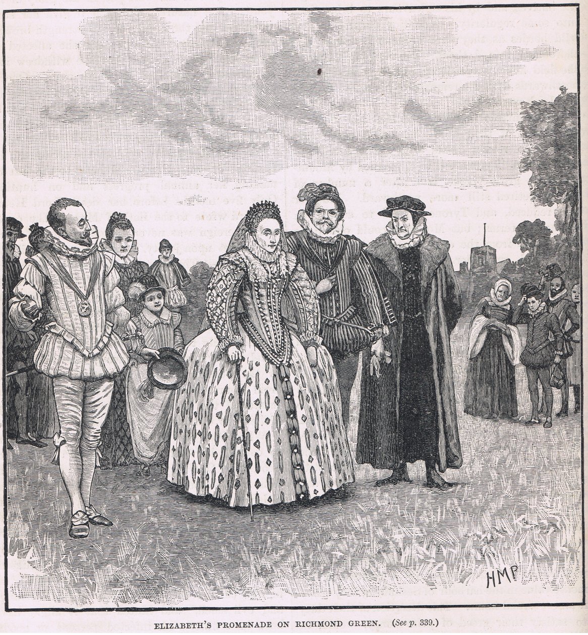 Erzsébet sétánya a Richmond Greenen 1603 alkotó: Henry Marriott Paget