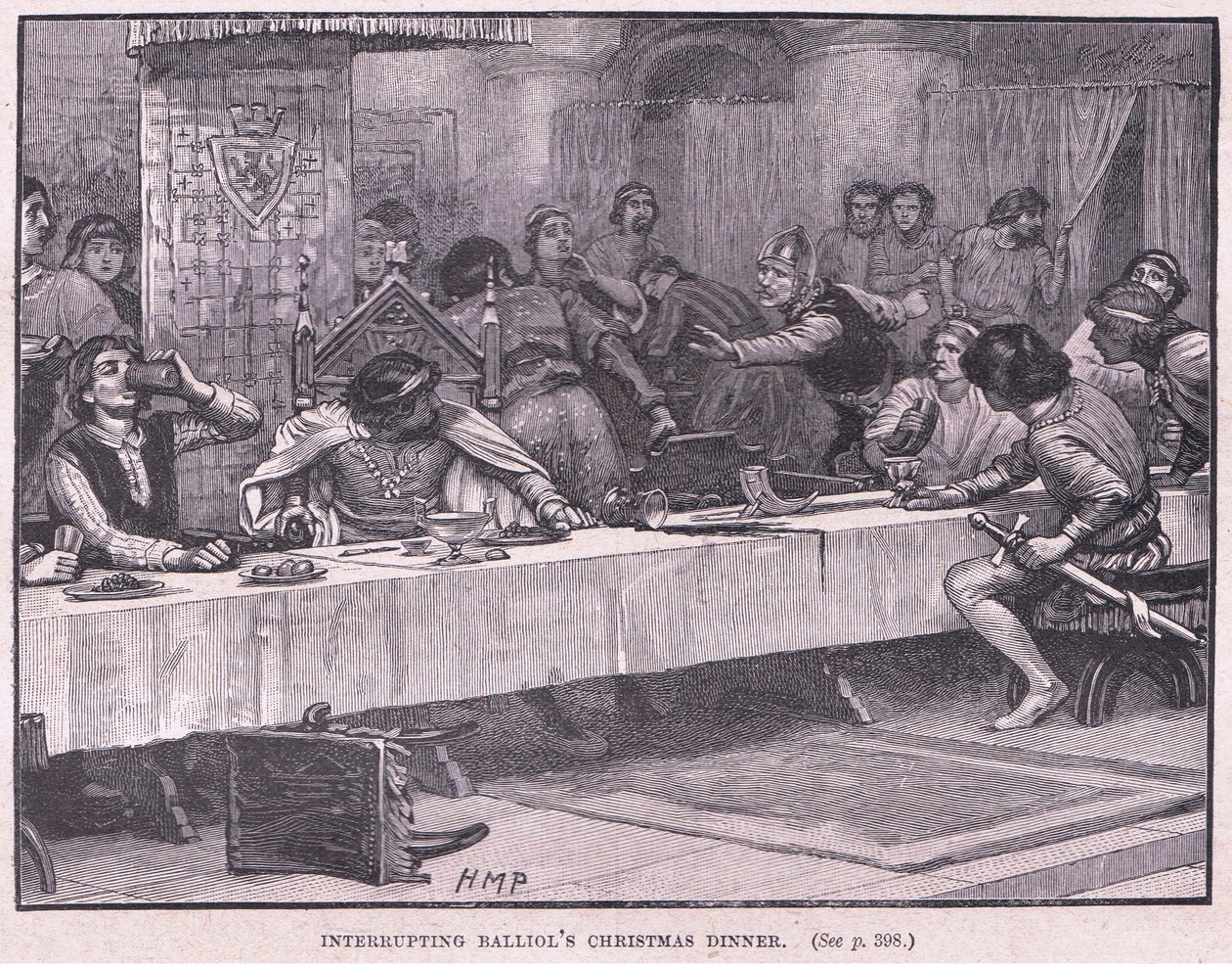 Balliol karácsonyi vacsorájának megzavarása AD 1332 alkotó: Henry Marriott Paget