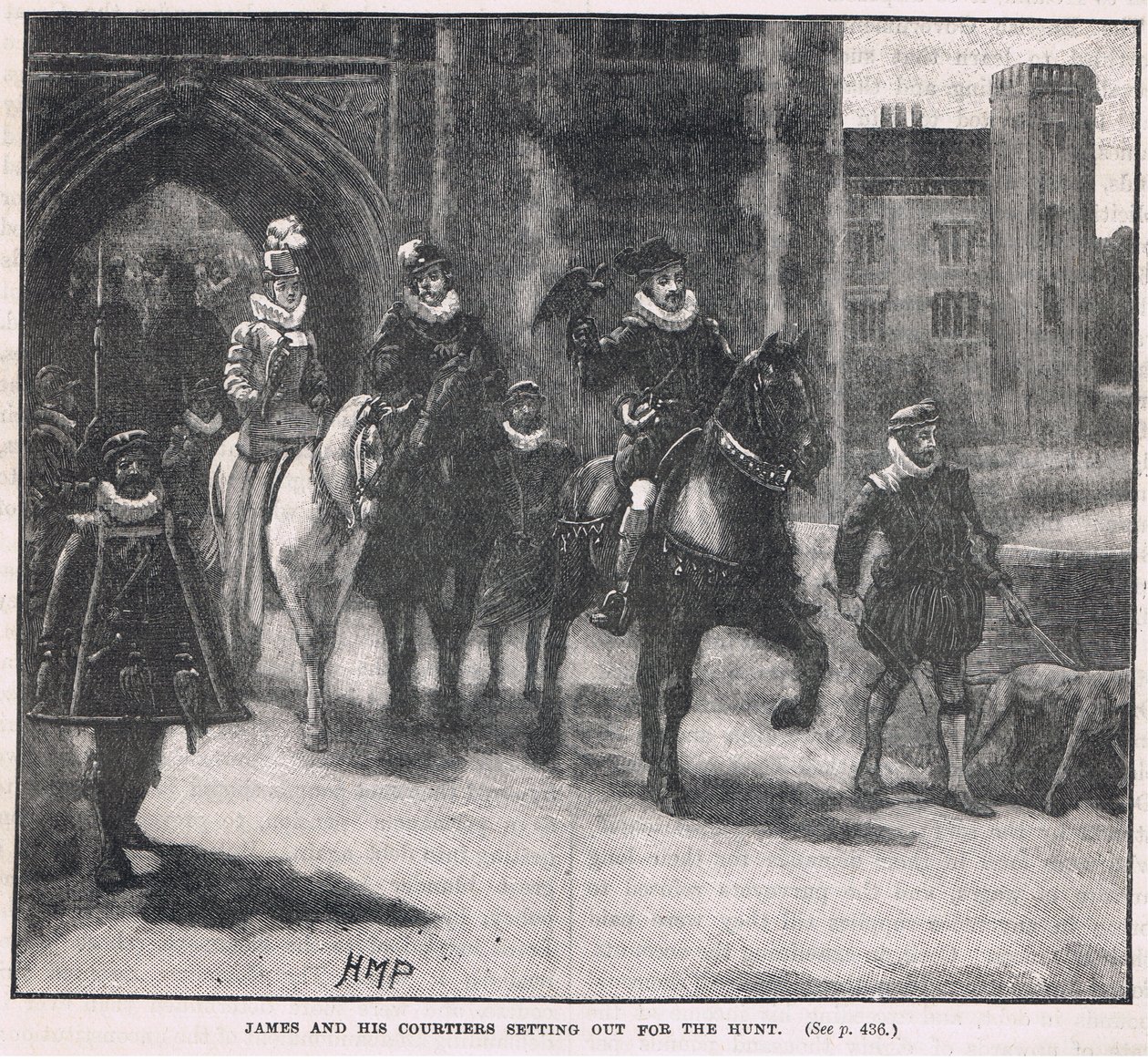 Jakab és udvaroncai vadászatra indulnak 1608-ban alkotó: Henry Marriott Paget