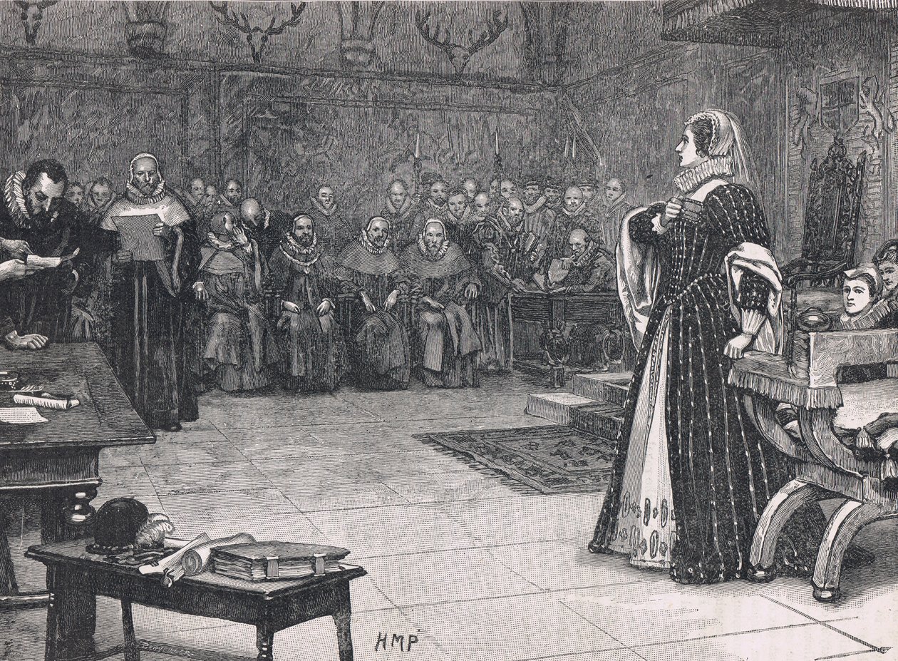 Mária skót királynő pere a Fotheringay kastélyban 1586-ban alkotó: Henry Marriott Paget