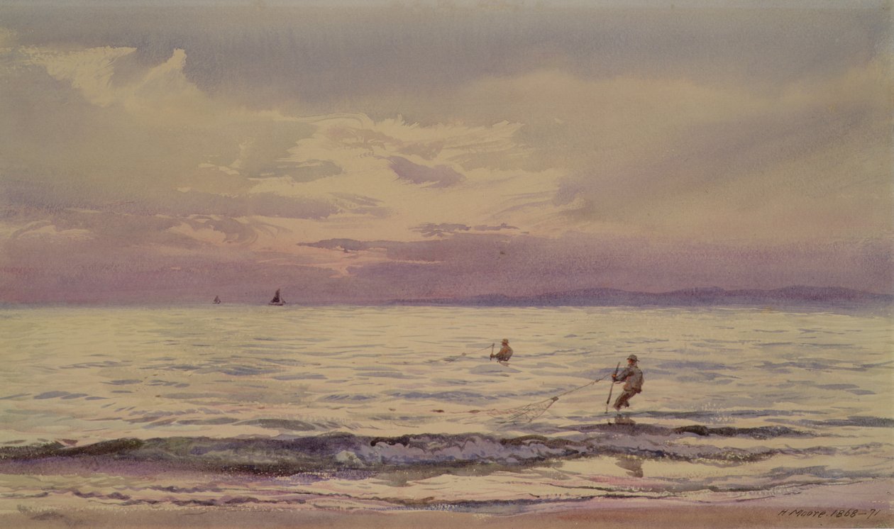 Naplementekor dolgozó halászok, 1868-71 alkotó: Henry Moore