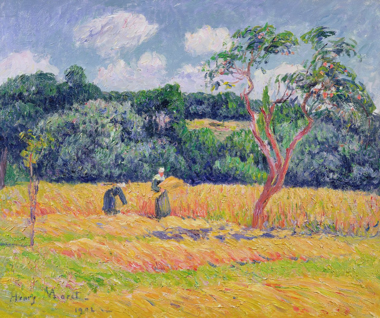 A búzamezőt arató figurák alkotó: Henry Moret