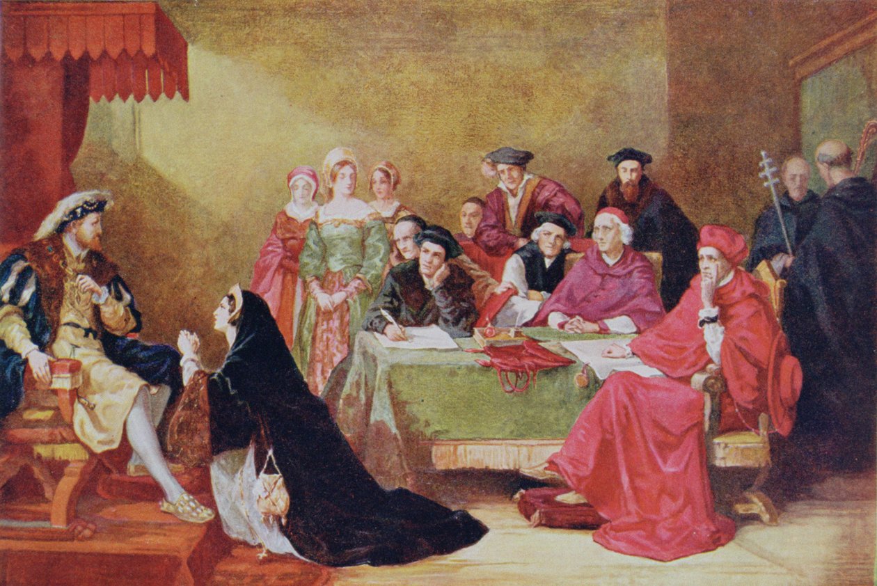Aragóniai Katalin (1485-1536) perének illusztrációja a Hutchinson történetéből a brit nemzetről alkotó: Henry Nelson O