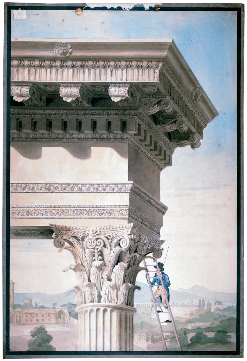 Diák, aki megméri Castor és Pollux templomát Rómában, 1819 (wc papíron) alkotó: Henry Parke