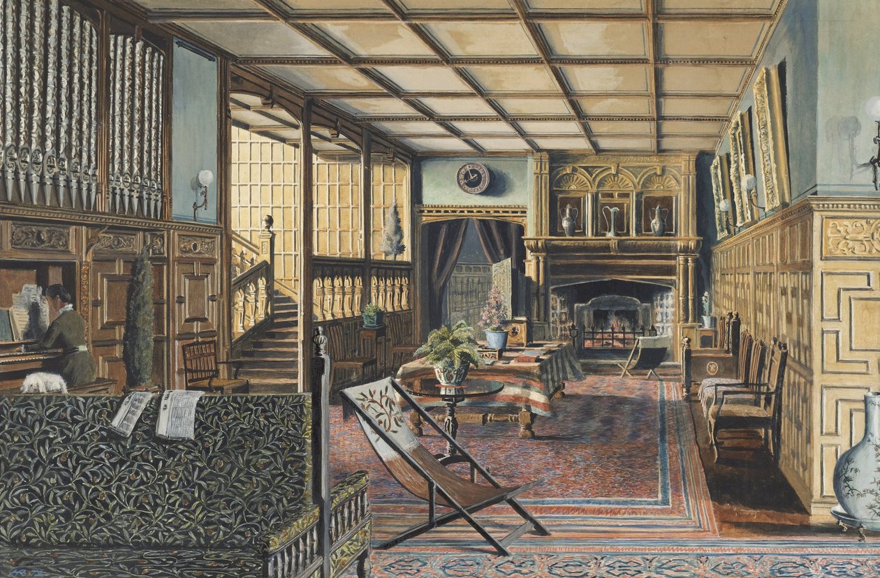 A Hall Place, Leigh, Tonbridge közelében, Kent belseje alkotó: Henry Robert Robertson