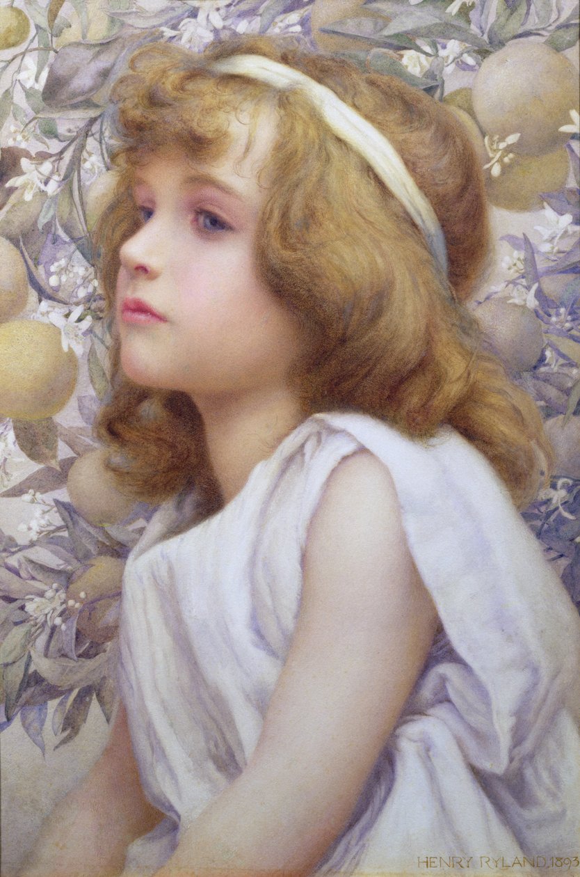 Lány almavirággal, 1893 alkotó: Henry Ryland