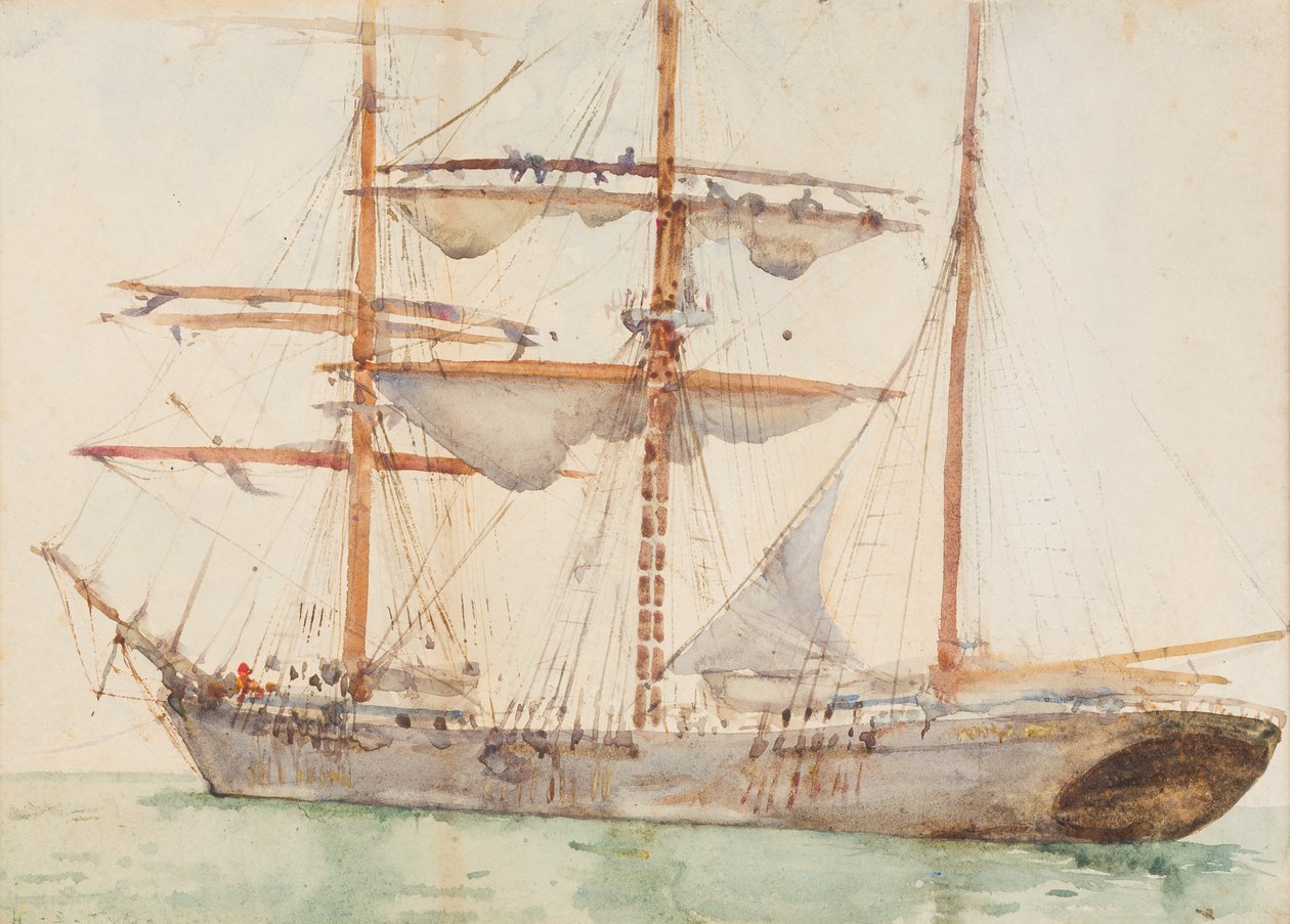 Barque at Anchor (wc papíron) alkotó: Henry Scott Tuke