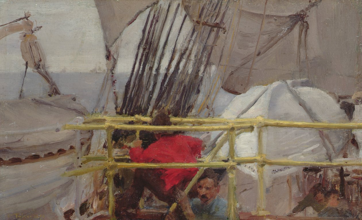 A „Roman Emperor” vitorlás fedélzetén, 1890. június 1890 alkotó: Henry Scott Tuke