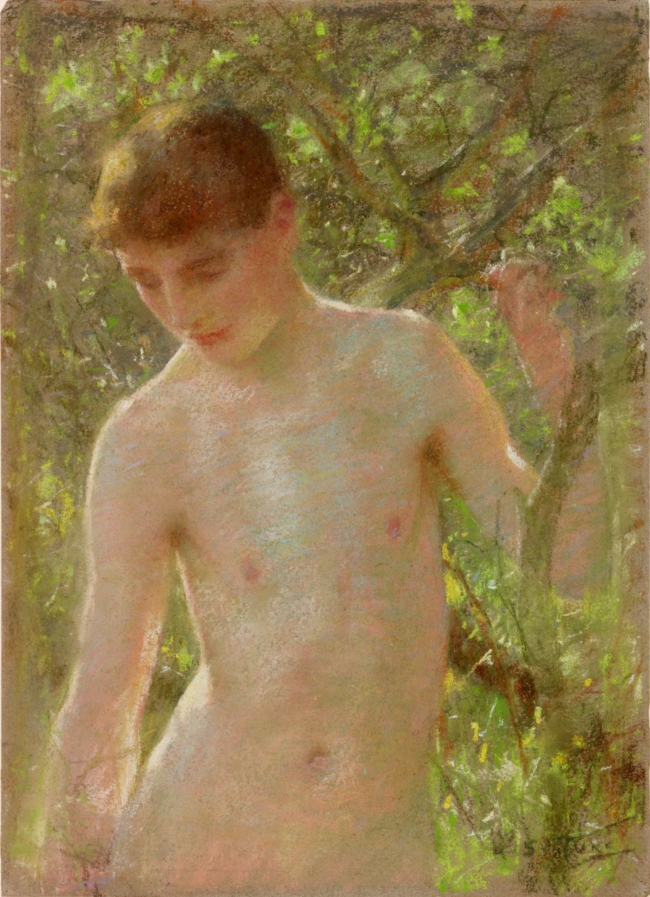 Tanulmány egy fiúról (pasztell, papír) alkotó: Henry Scott Tuke
