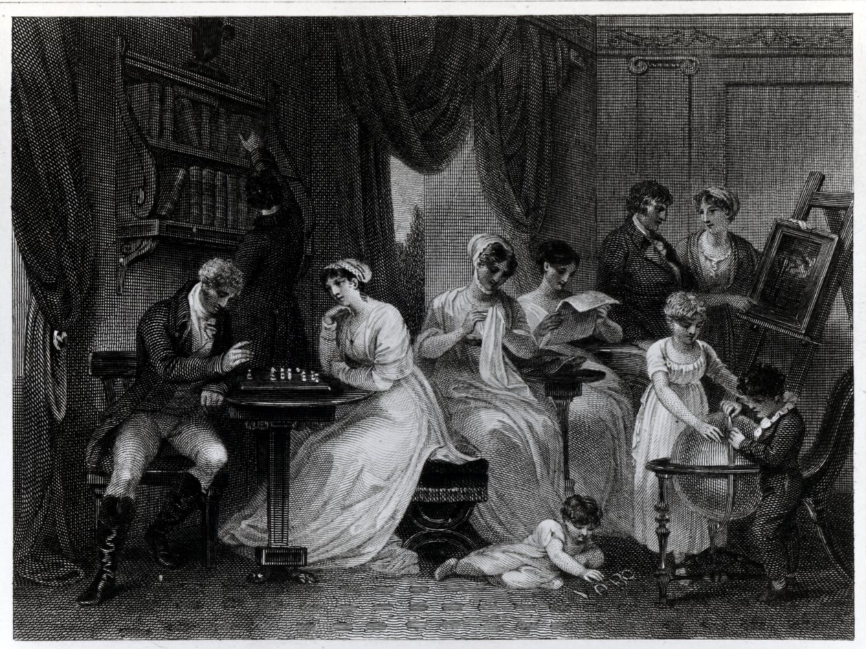 Szalonjelenet Peter Coxe "The Social Day" című művéből, metszette Anker Smith (1759-1819), megjelent 1822-ben. alkotó: Henry Singleton