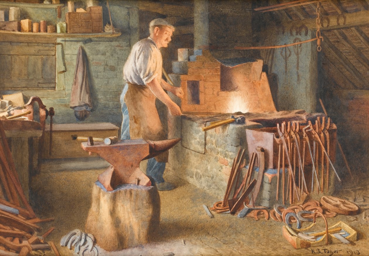 A falu kovácsa, 1918 (wc papíron) alkotó: Henry Spernon Tozer