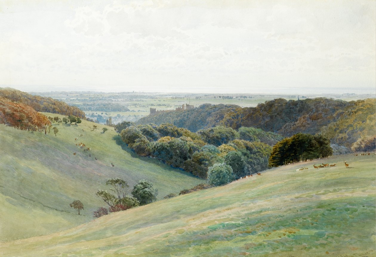 Arundel kastély a Deer Parkból, Sussex, 1884 (wc papíron) alkotó: Henry Sutton Palmer
