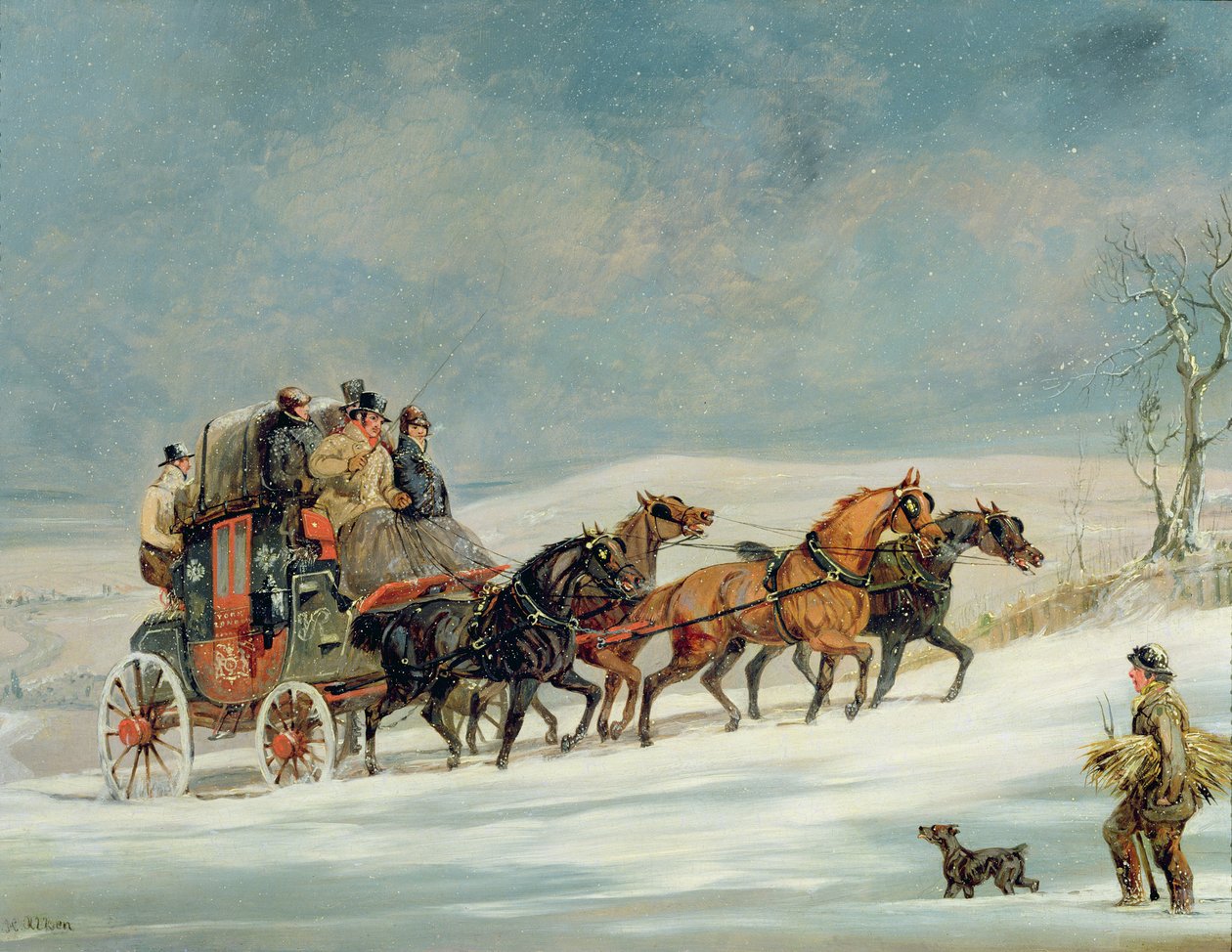 Edző a hóban alkotó: Henry Thomas Alken