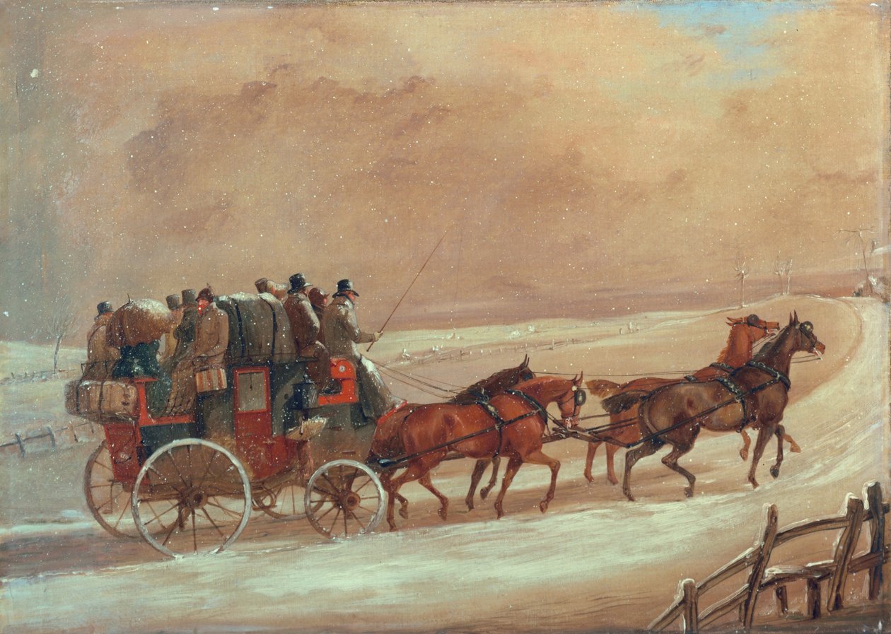 Manchester - London Coach in Winter, kb. 19. század eleje alkotó: Henry Thomas Alken