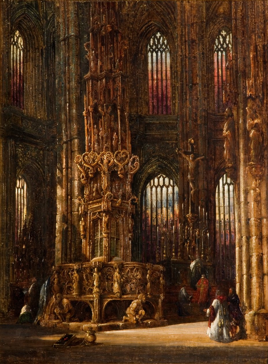 A nürnbergi Szent Lőrinc-templom belseje, 1875 körül alkotó: Henry Thomas Schafer