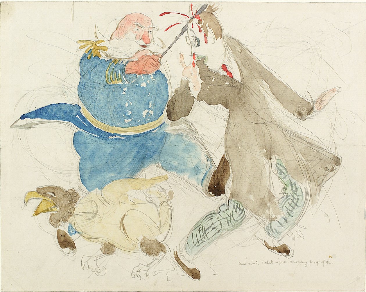 A semleges: Uncle Sam és Von Turpitz (toll, tinta, kréta és wc, papír) alkotó: Henry Tonks