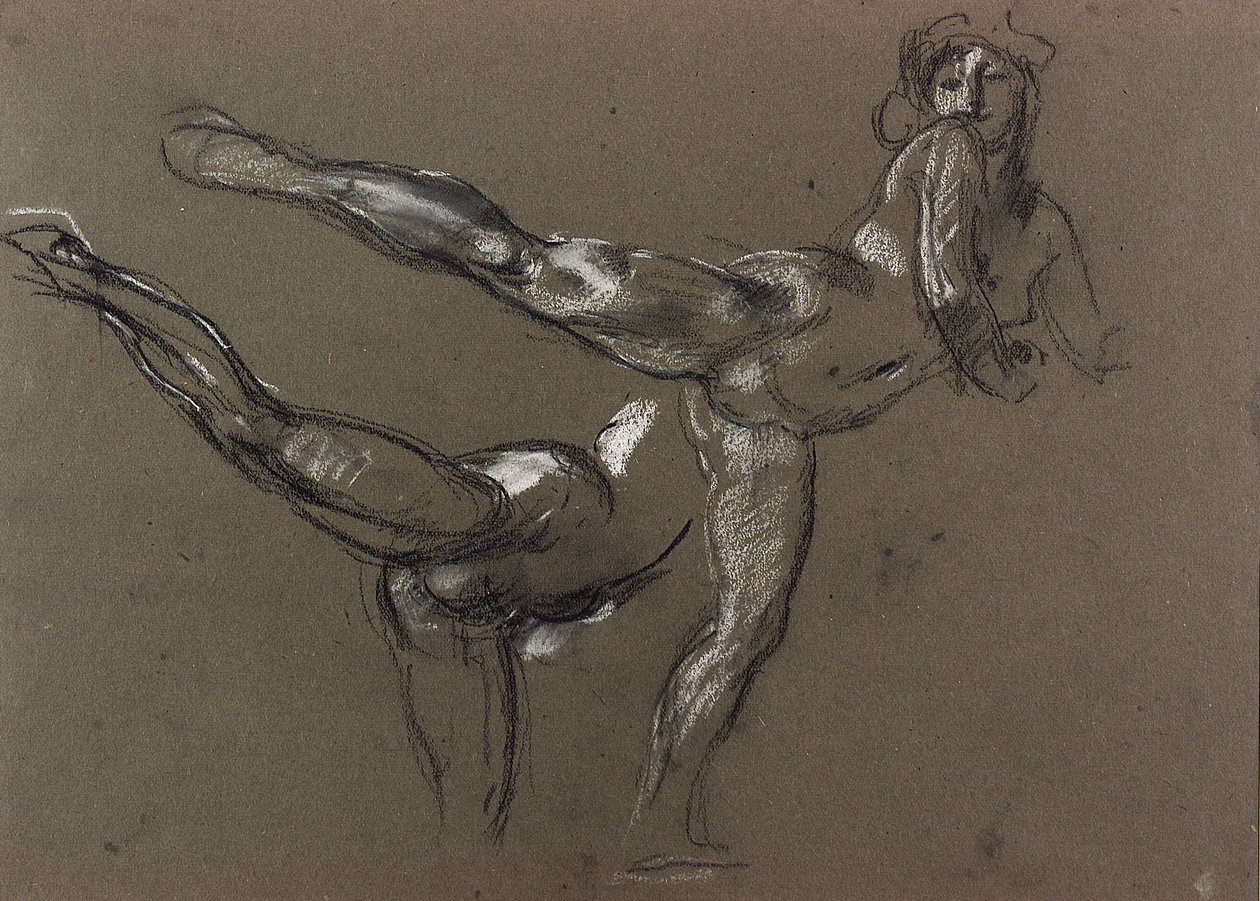 Két tanulmány egy női aktról (kréta papíron) alkotó: Henry Tonks