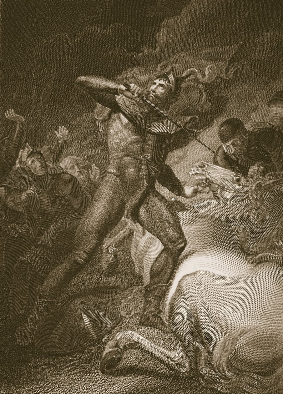 Warwick grófjának határozott magatartása a towtoni csatát megelőzően, T. Holloway vésette, illusztráció David Hume „Anglia története” című könyvéből, pub. R. Bowyer, London, 1812 (engrav alkotó: Henry Tresham