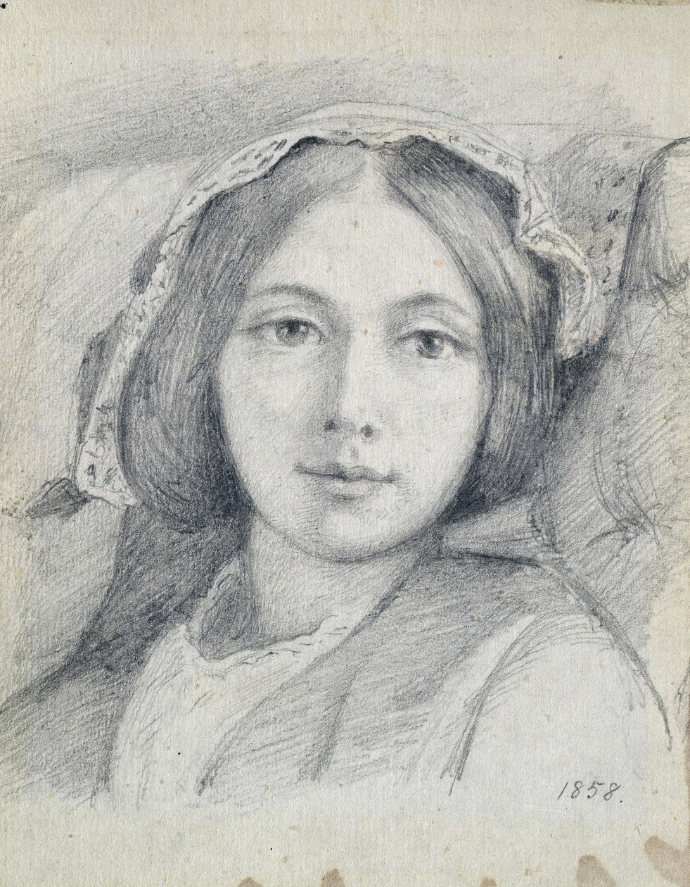 Mary Ellen Meredith, 1858 (ceruza fektetett papíron) alkotó: Henry Wallis